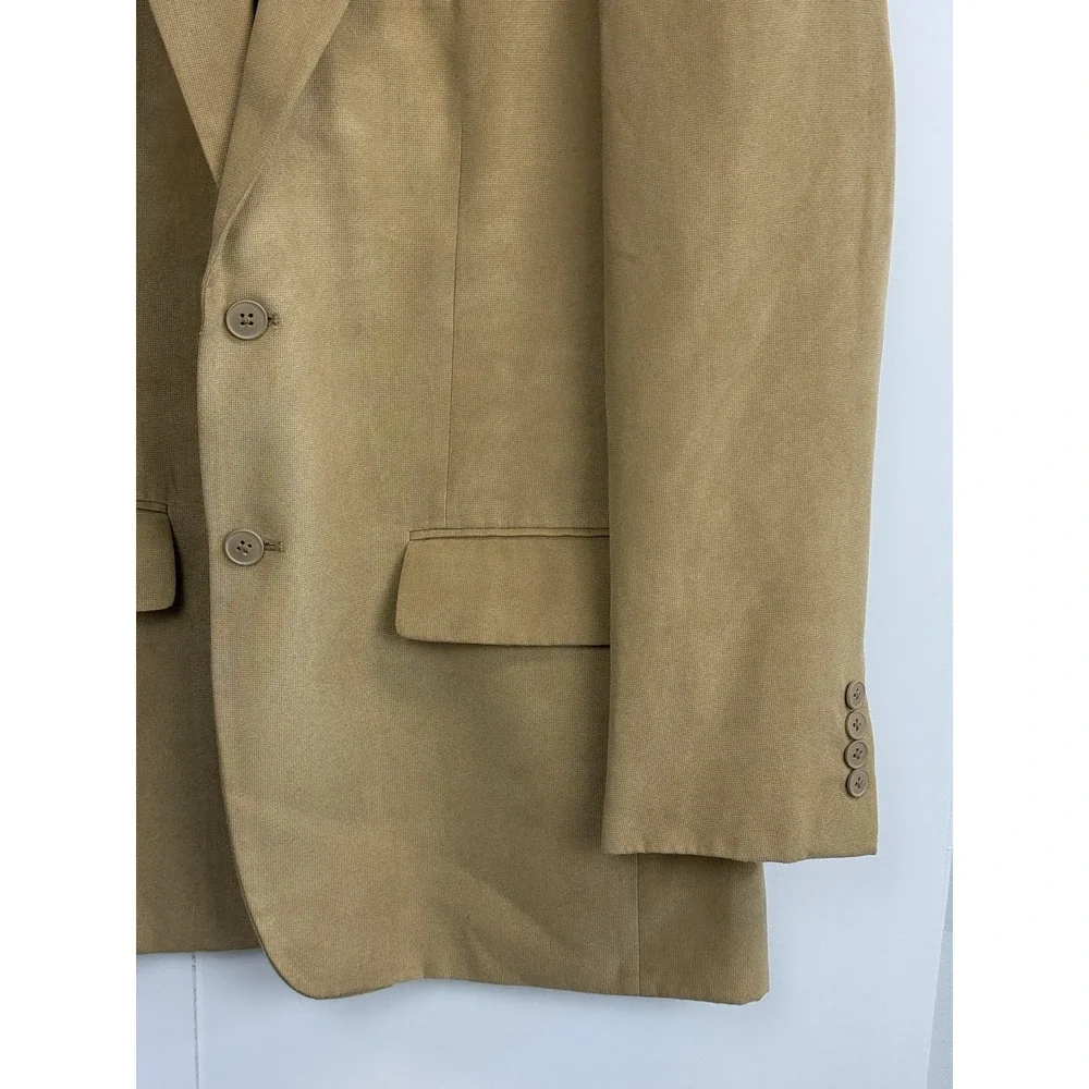 Via Europa Faux Suede Blazer Men's 42R Tan‎ Brown Microfiber Sport Coat Jacket